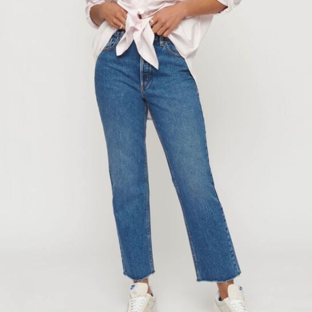 Dynamite blue high waisted straight leg jean